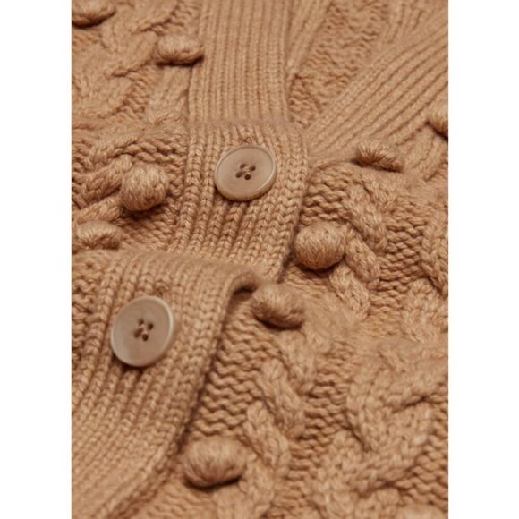 💕ARITZIA WILFRED💕 Alps Cardigan ~ Pom Pom Cable Knit Antique Beige Small - Picture 6 of 16